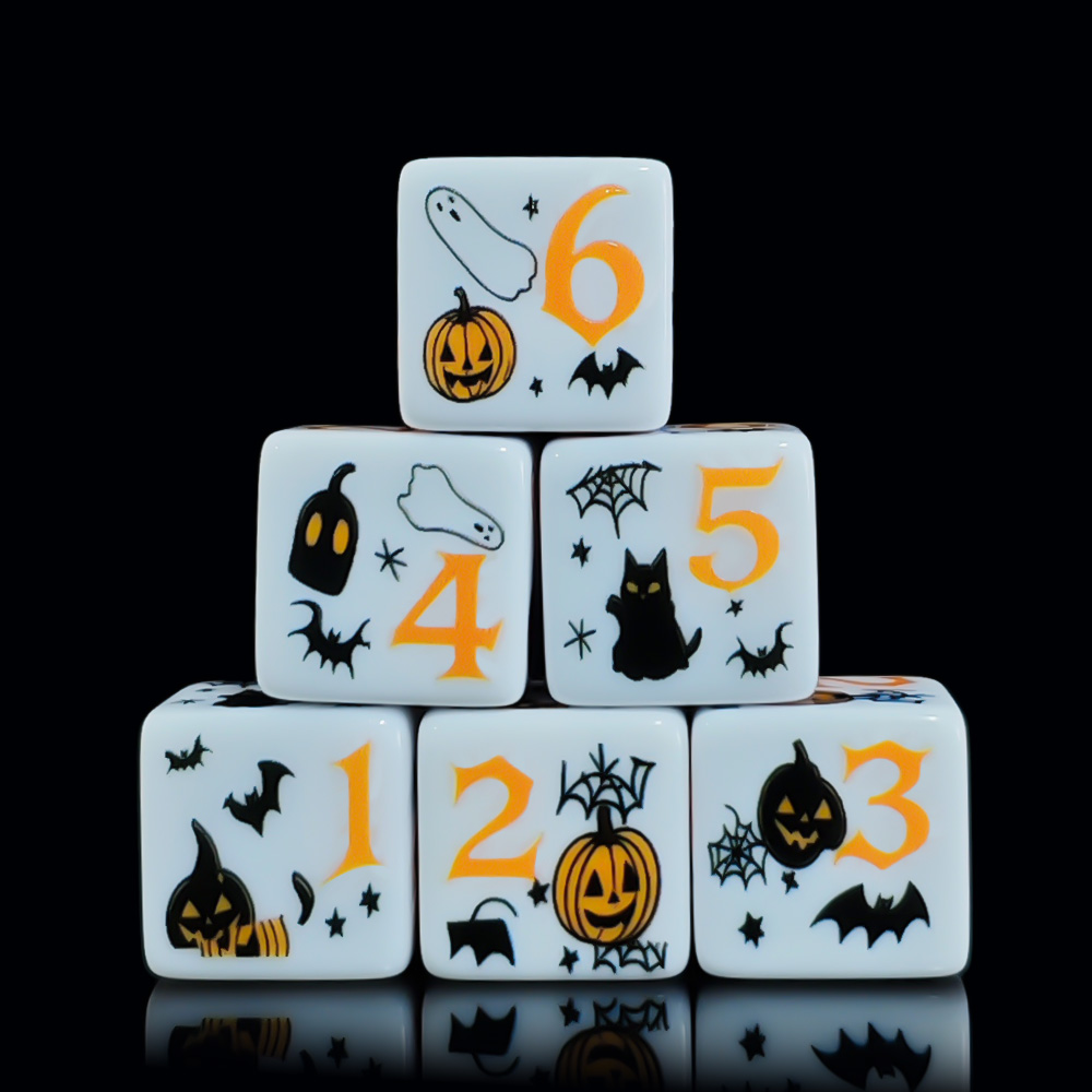Party Games Console - 12개입 16MM 화이트 아크릴 프린트 D6