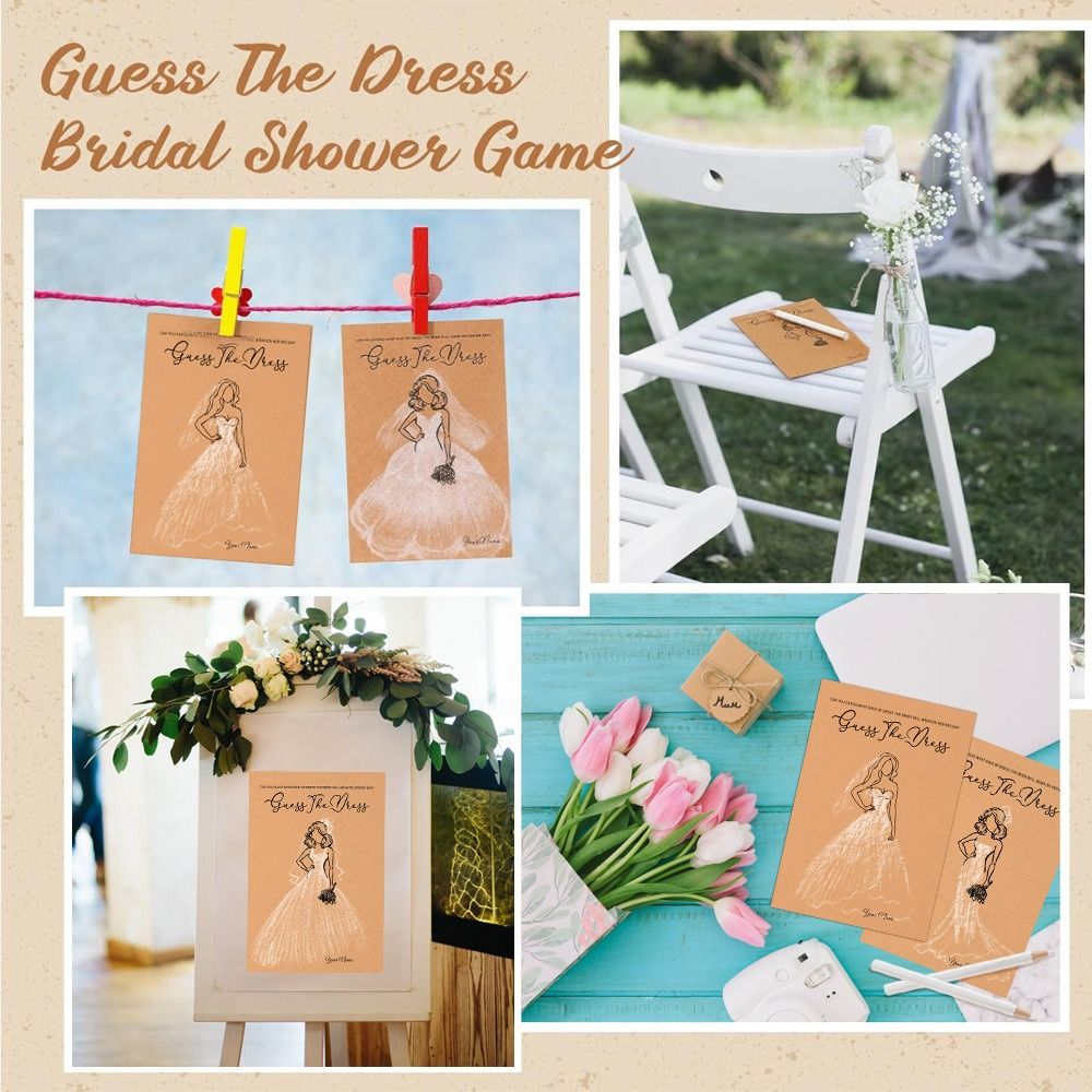 10개입 드레스 추측 브라이덜 샤워 게임 흰색 스케치  - Party Games Bridal Shower 리뷰 및 가격
