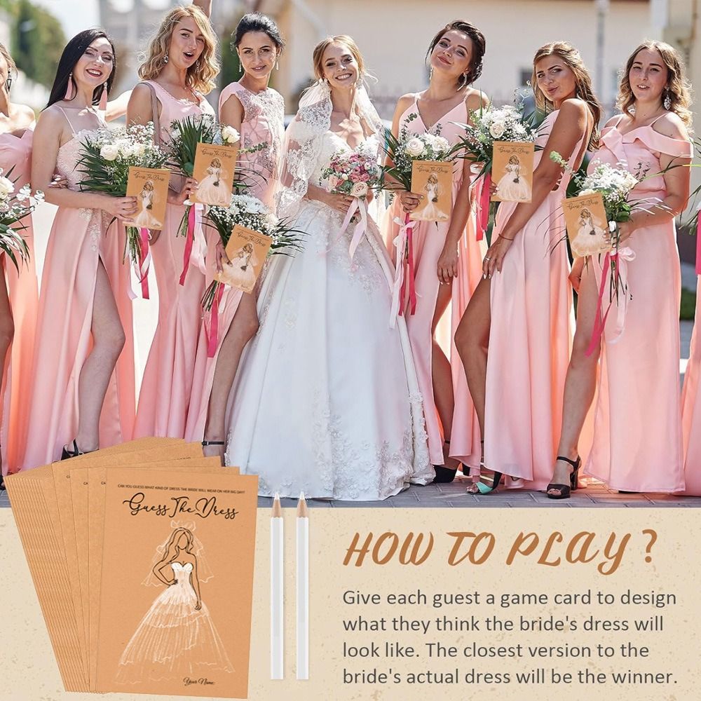 10개입 드레스 추측 브라이덜 샤워 게임 흰색 스케치  - Party Games Bridal Shower 리뷰 및 가격