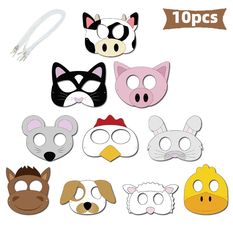 10PCS 농장 테마 만화 동물 창의적인 코스프레 종이 - Party Games No Supplies 리뷰 및 가격
